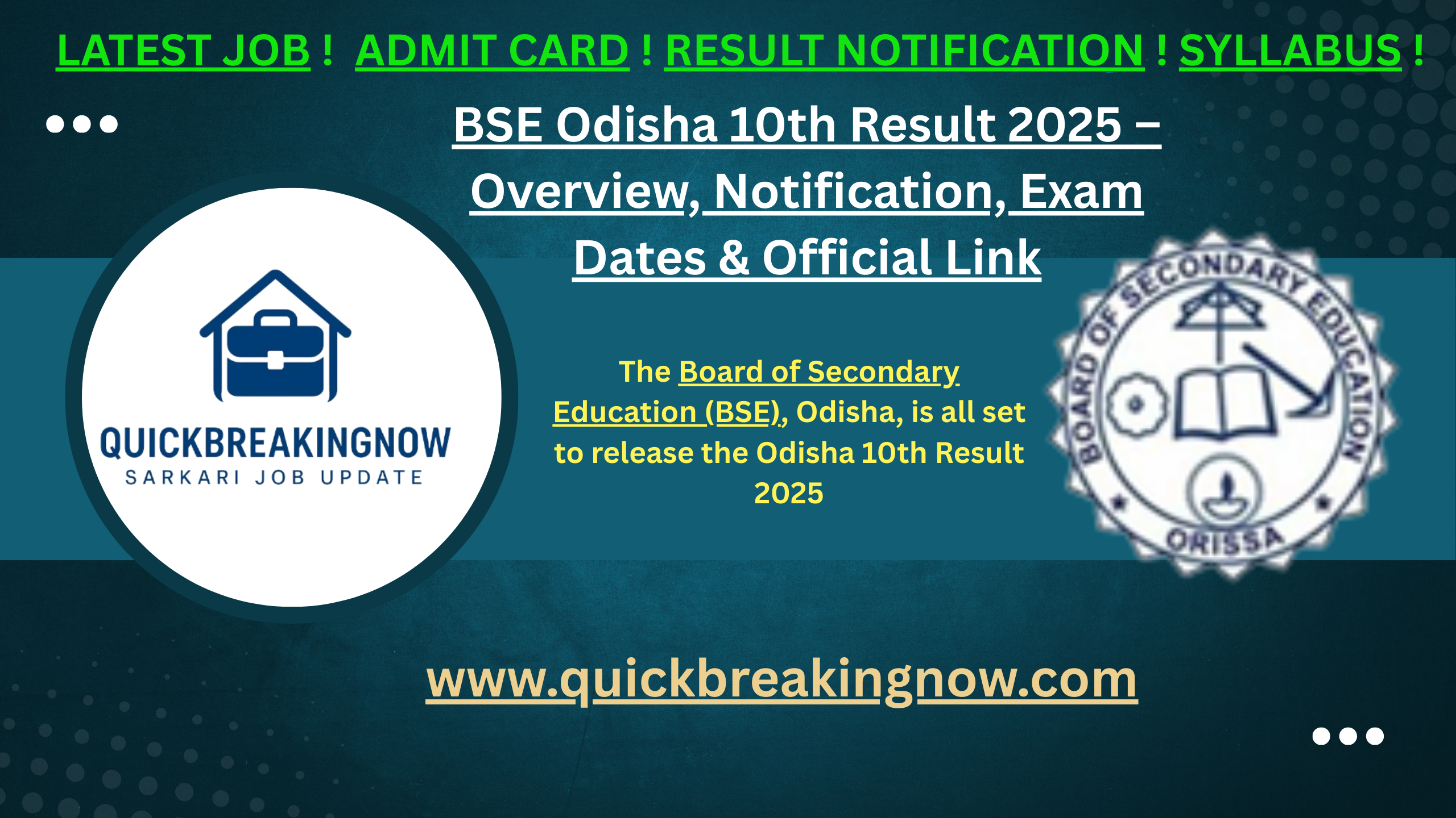 BSE Odisha 10th Result 2025 – Overview, Notification, Exam Dates & Official Link