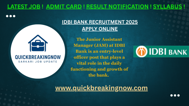 IDBI bank recruitment 2025 apply online