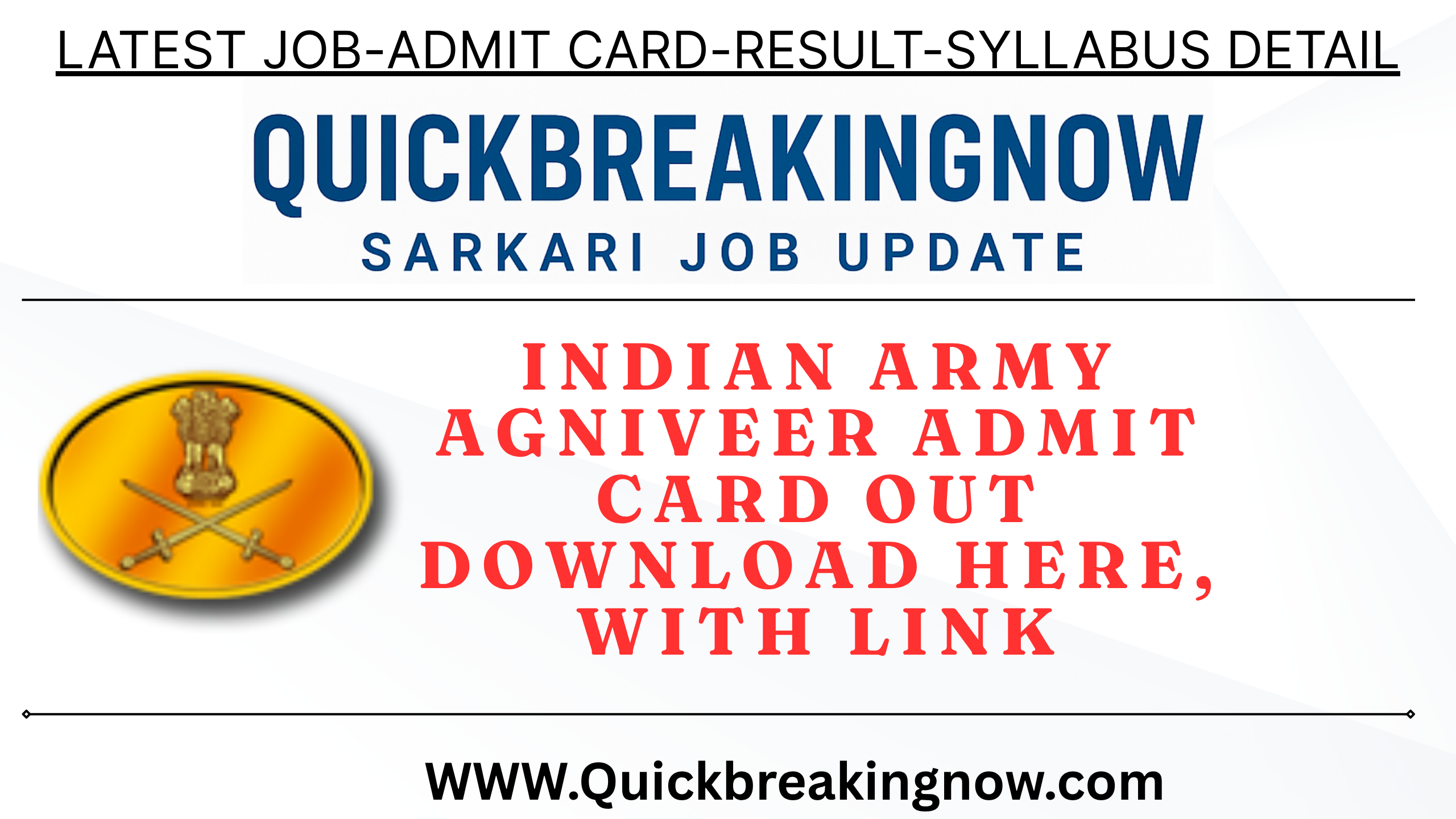 Indian army agniveer admit card out download here, with link