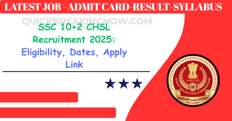SSC 10+2 CHSL Recruitment 2025: Eligibility, Dates, Apply Link