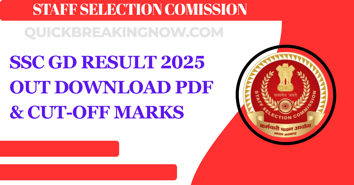 SSC GD Result 2025 Out: Download PDF & Cut-Off Marks